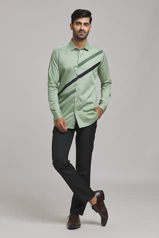 Arihant Rai Sinha Diagonal Stripe Pattern Shirt 