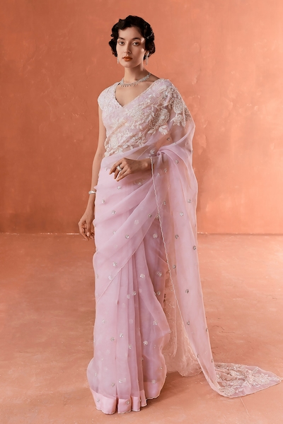 SUMMER BY PRIYANKA GUPTA Sparrow Embroidered Scalloped Saree