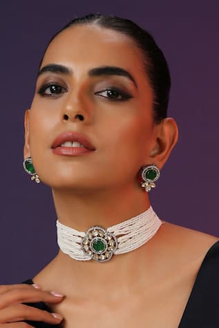 Polki Studded Choker Necklace Set 