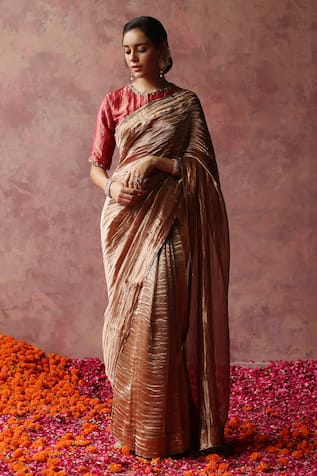 Begum Zari Tissue Saree With Embroidered Blouse 