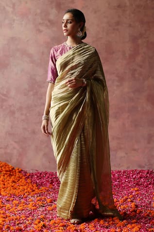 Begum Solid Saree With Silk Embroidered Blouse 