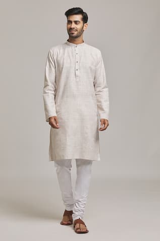 Band Collar Plain Kurta Set 