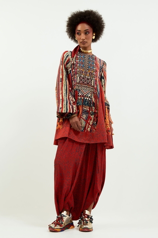 Aseem Kapoor Afghan Printed Tunic & Draped Trouser Set