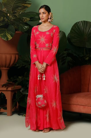 Midushi Bajoria Embroidered Anarkali Jacket & Palazzo Set 