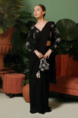 Midushi Bajoria Pre-Draped Saree With Embellished Blouse 