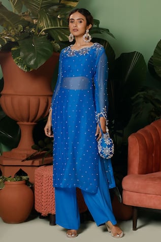 Midushi Bajoria Pearl Embellished Kurta & Pant Set 