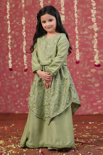 Cute Couture Embroidered Top & Layered Skirt Set 