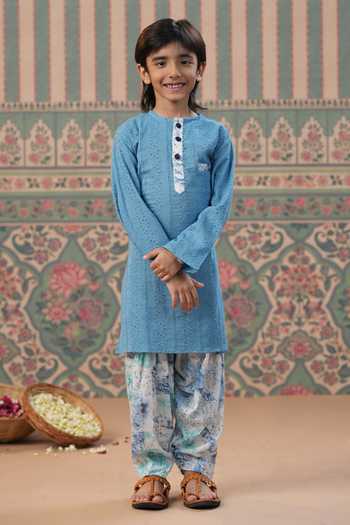 Cute Couture Flower Embroidered Kurta With Salwar Pant 