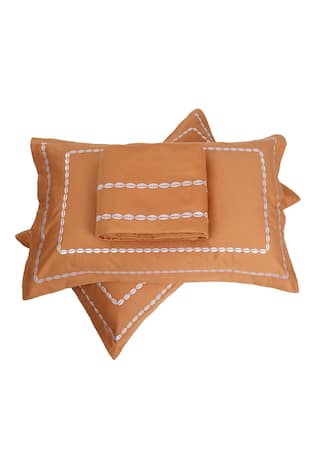 Sea Shell Embroidered Cotton Duvet Cover - Single Pc 