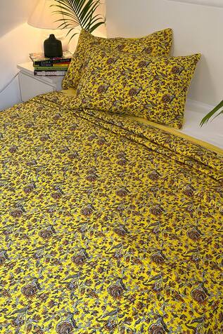 Floral Hand Block Print Bedcover Set 
