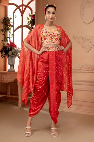 Neeta Lulla Alla Embroidered Dhoti Pant Set With Cape 