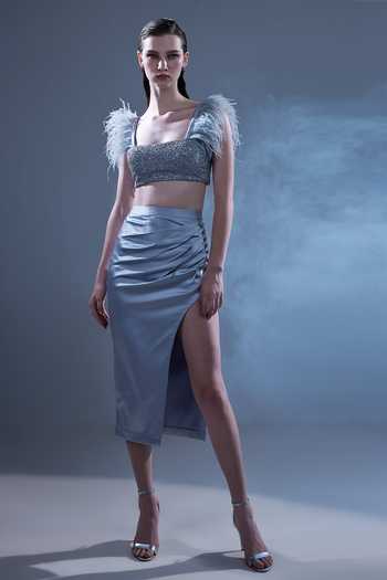 Manika Nanda Sequined Crop Top & Draped Skirt Set 