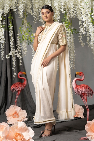 ABSTRACT BY MEGHA JAIN MADAAN Pre-Stitched Sequin Embellished Saree Gown