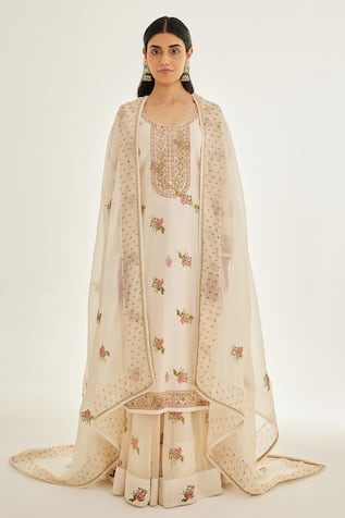 Shyam Narayan Prasad Zardosi Embroidered Kurta Skirt Set 