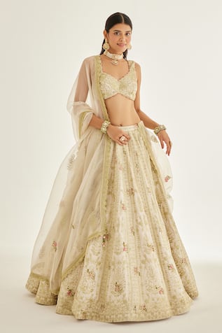 Shyam Narayan Prasad Zari Work & Floral Print Bridal Lehenga Set 