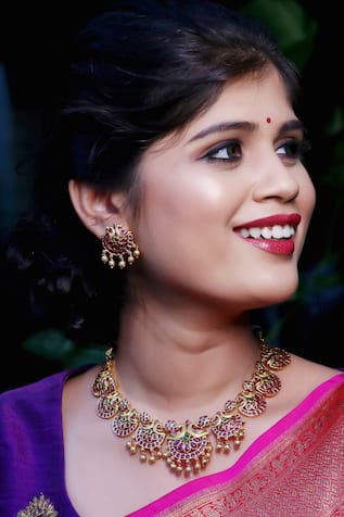 Gold Stone & Beads Designer Jewellery Set 