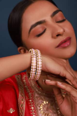 Kundan Embellished Bangles - Set of 2 
