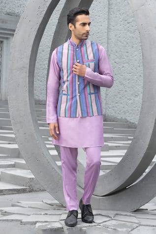 Chhavvi Aggarwal Multicolor Stripe Bundi & Kurta Set 