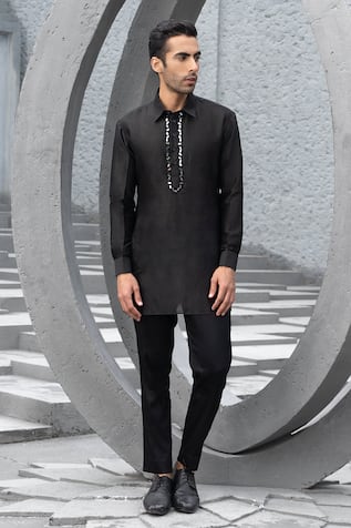 Chhavvi Aggarwal Mirror Placement Embroidered Pathani Kurta Set 