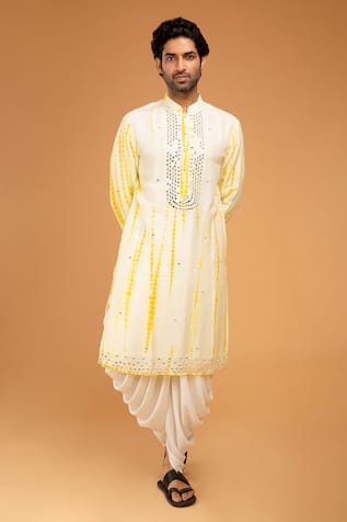 Mirror Embroidered Yellow Kurta Set 