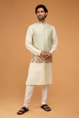 Mirror Embroidered Bundi & Kurta Set 