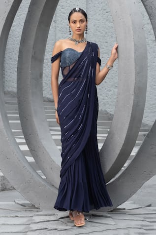 Chhavvi Aggarwal Embellished Pre-Draped Sharara Saree Set 