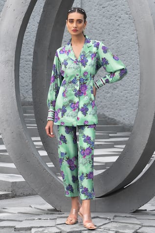 Chhavvi Aggarwal Floral Print Jacket & Pant Set 