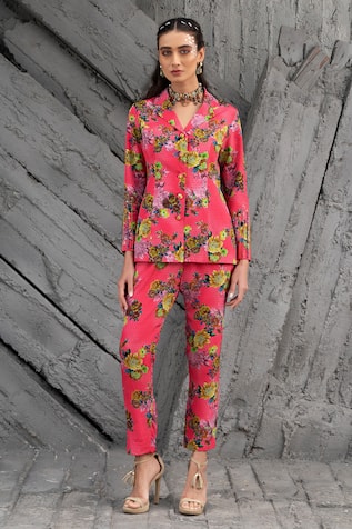 Chhavvi Aggarwal Floral Geometric Print Jacket & Pant Set 