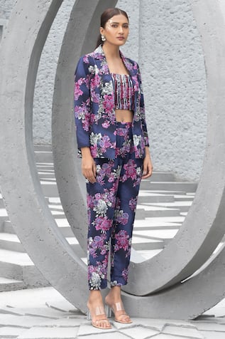 Chhavvi Aggarwal Botanical Print Jacket Pant Set 