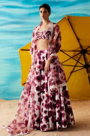 Raasa Hibiscus Floral Print Embroidered Lehenga Set 