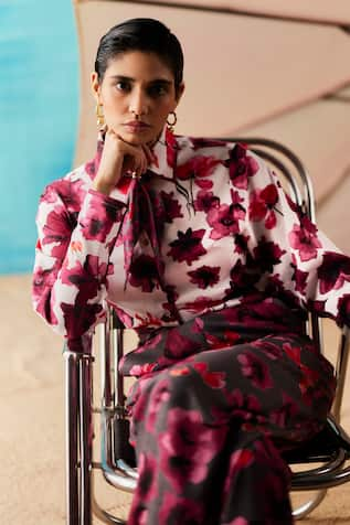 Raasa Hibiscus Floral Print Shirt & Pant Set 