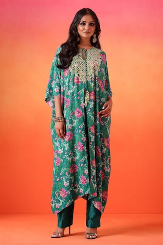 Seema Thukral Floral Bloom Print Kaftan With Pant 