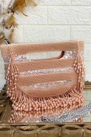 Pink Pearl Embellished Designer Bag 