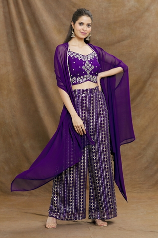 Naintara Bajaj Sheesha Embroidered Palazzo Cape Set