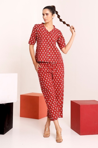 Pheeta Cotton Printed Shirt Culottes Nightwear Set