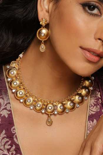 Swabhimann Embellished Temple Necklace Set 