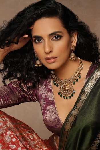Swabhimann Emerald Temple Necklace Set 