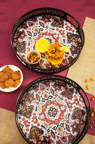 Moroccan Print Tray Set of 2 