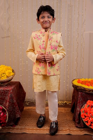 Tiny Colour Floral Hand Block Printed Kurta Set 