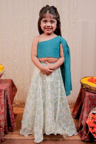 Tiny Colour Printed Skirt & Crop Top Set 