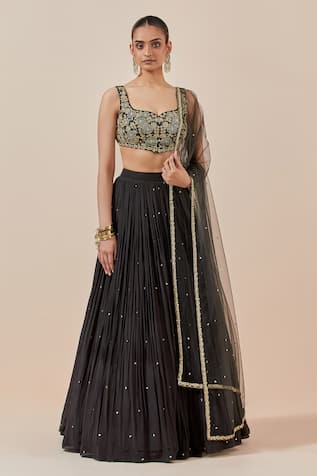 Ikshita Choudhary Floral Hand Embroidered Blouse Lehenga Set 