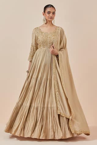 Ikshita Choudhary Chanderi Silk Embroidered Anarkali With Dupatta 