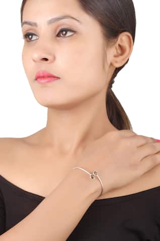 Silver Stone Encrusted Adjustable Bracelet 