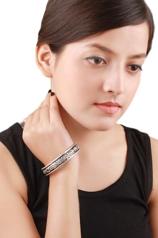 Silver Carved Motif Bracelet 