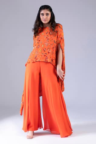 Krisha Sunny Ramani Floral Print Jacket & Flared Sharara Set 