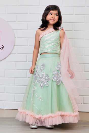 Pinkcow designs pvt ltd 3D Floral Sequin Lehenga With Blouse 