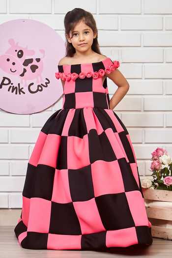 Pinkcow designs pvt ltd Cinderella Checkered Poofy Gown 