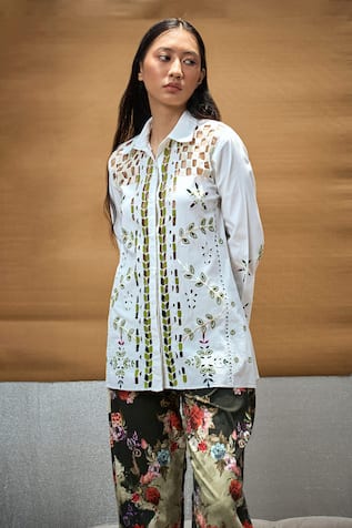 AMKA Raintree Cut Work Embroidered Shirt 