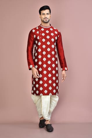 Damask Work Kurta With Dhoti Pant 