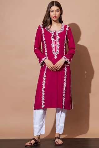Floral Aari Embroidered Kurta & Salwar Set 